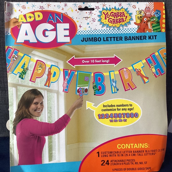 Retired Hard to Find Yo Gabba Gabba Gang Jumbo Letter Birthday Banner