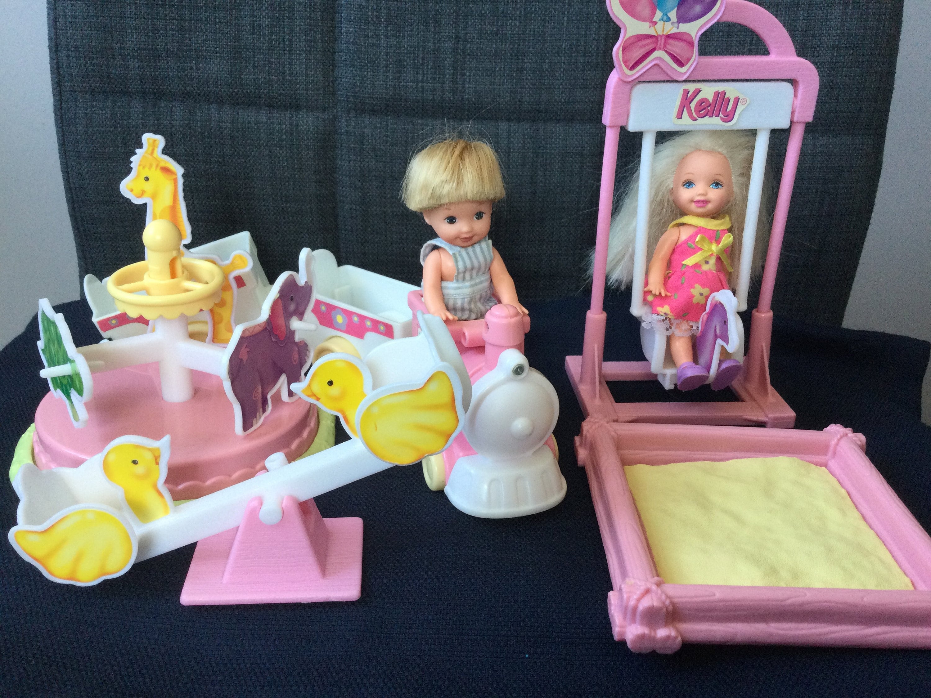 Reserved 90s Adorable Barbie Kelly Playground Play Set With Swing Merry Go Round Sandbox Train Teeter Totter and Two Dolls Etsy
