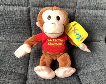 Retired Small 8 inch Curious George Plush with Red Tshirt, with tag