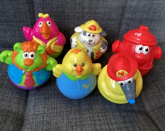 Vintage Collection of Six Different Playskool Figural Weebles