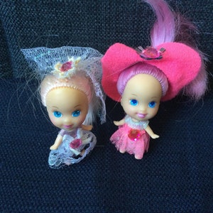 Vintage Hard to Find 90s Tyco Kiddles Mini Dolls, Bride and Brides