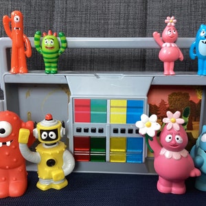 Retired Hard to Find Collection of Four Yo Gabba Gabba! Gang PVC Play  Figures or Cake Toppers, With Partial Boom Box, working but incomplete