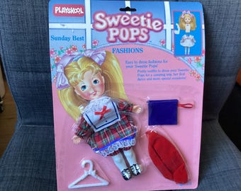 Vintage 1980s Playskool Toys Sweetie Pops Dolls Replacement Sunday Best Outfit, New on Card
