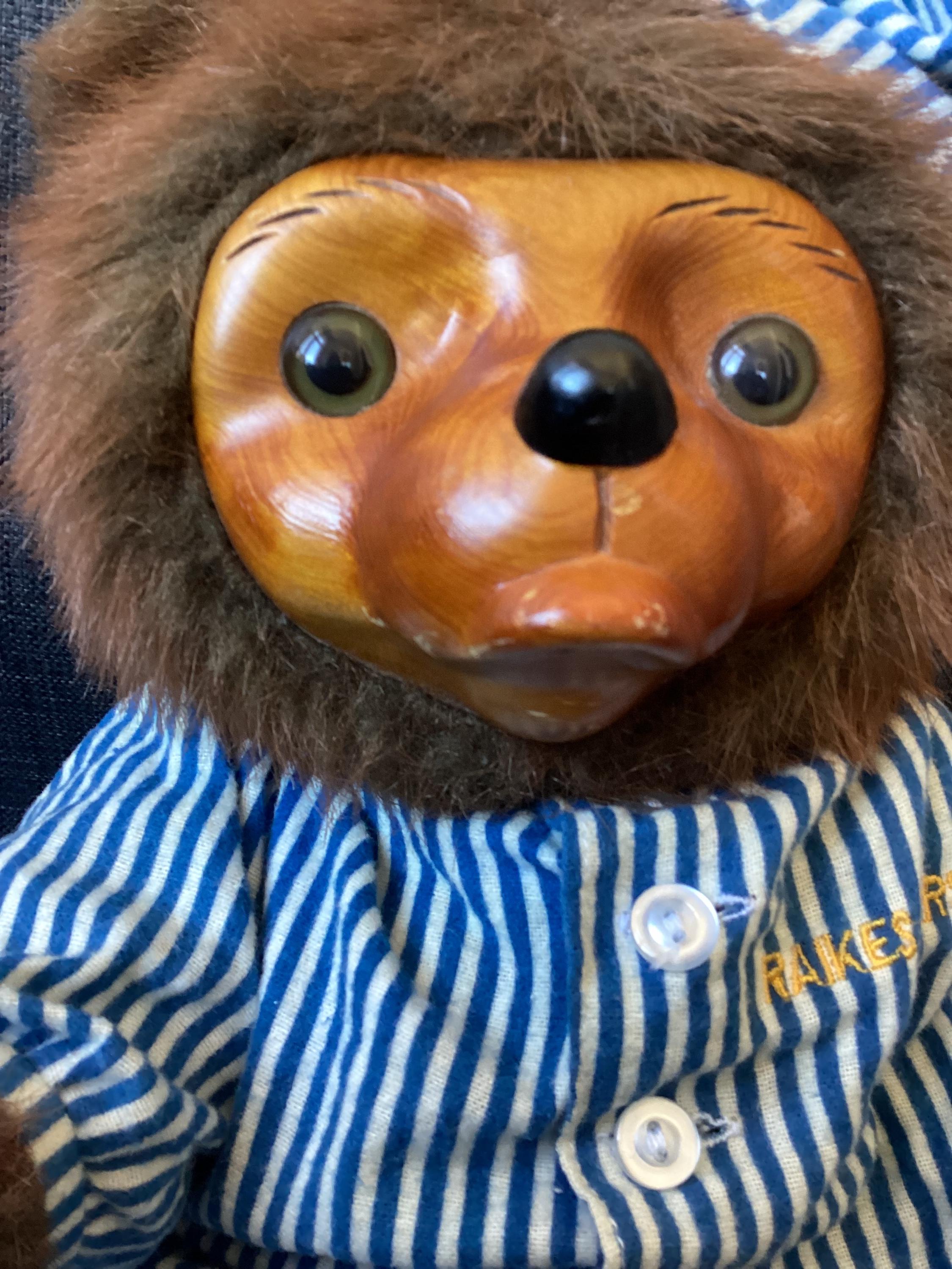 Vintage 80s Raikes Bears Benjamin Stuffed Plush Brown Bear in Blue