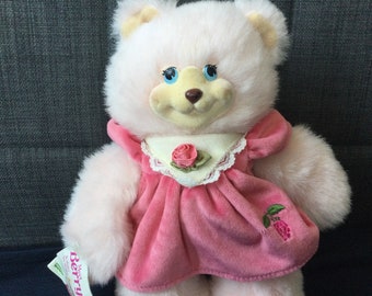 Vintage 1990s Adorable Fisher Price Briarberry BerryLynn Stuffed Pink Plush Teddy with Outfit and Tag