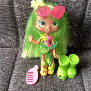 Retired Adorable Shopkins Shoppies Beach Style Pamela Tree Doll With Outfit Shoes and Sunglasses Lime Green Hair Hard to Find Etsy UK