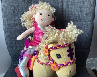 Vintage Awesome Groovy Girls Blonde paard en pop, zeer goede staat, pony heeft kaartje eraan