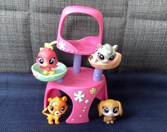 Retired Adorable Littlest Pet Shop LPS Support de jeu pour arbre à chat avec figurines d'animaux plus petites