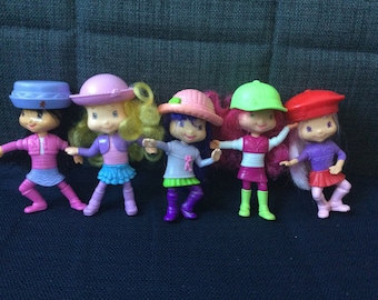 Vintage Collection of Five Different McDonalds Happy Meal Strawberry Shortcake action pose dolls with hair
