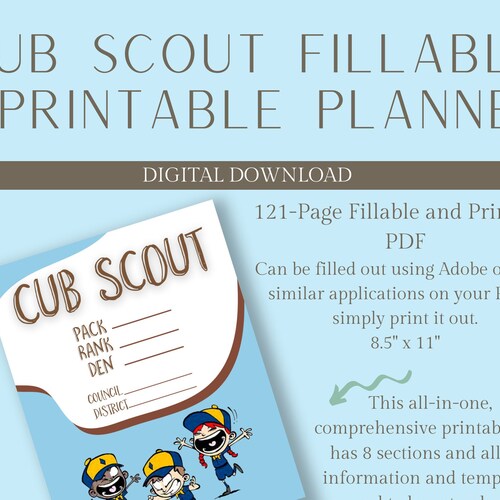 Ultimate Cub Scout Fillable Printable Planner Editable Adobe - Etsy