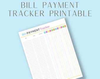 Tracker voor factuurbetalingen | Afdrukbaar met tracker voor schuldbetalingen | Checklist factuurbetalingskalender | Sjabloon budgetbeheer financieel planner