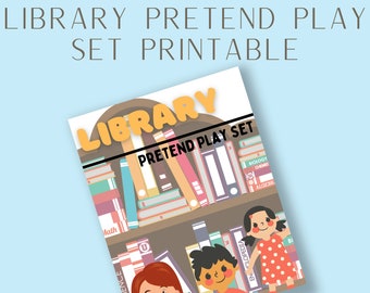 Library Pretend Play Set Printable | Readers Interactive Play Set | Librarian Role Playing Activity for Kids | Printable Library Props