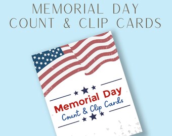 Memorial Day Count & Clip Cards Printable, Patriotic Games, Counting Flashcards Number 1-20. Memorial Day, Homeschooling Activities