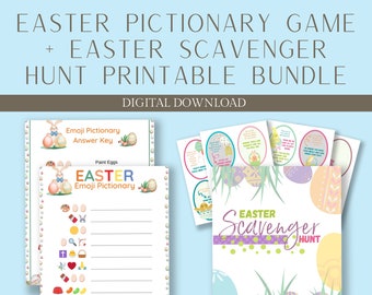 Easter Pictionary and Easter Scavenger Hunt Printable Games Bundle | Easter Games for Kids | Easter Treasure Hunt | Pictionary Cards