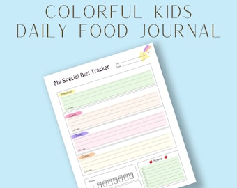 Kids Daily Food Journal Printable | Healthy Eating Tracker for Kids | Printable Food Diet Tracker | Kids Meal Planner | Food Diary for Kids