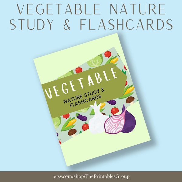 Vegetable Flashcards and Nature Study Printable | Preschool Vegetable Study Guide | Vegetables Print Food Cards Homeschool Activity
