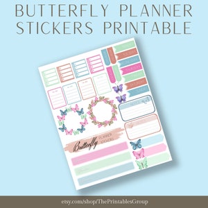 Butterfly Planner Stickers Printable | Butterflies Diary Stickers | Important To Do Sticky Notes | Scrapbook and Journalling Stickers
