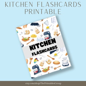 Tarjetas didácticas de cocina imprimibles / Herramientas de cocina Tarjetas didácticas imprimibles / Tarjetas de aprendizaje de utensilios de cocina / Conjunto de tarjetas didácticas de ayudas visuales de cocina