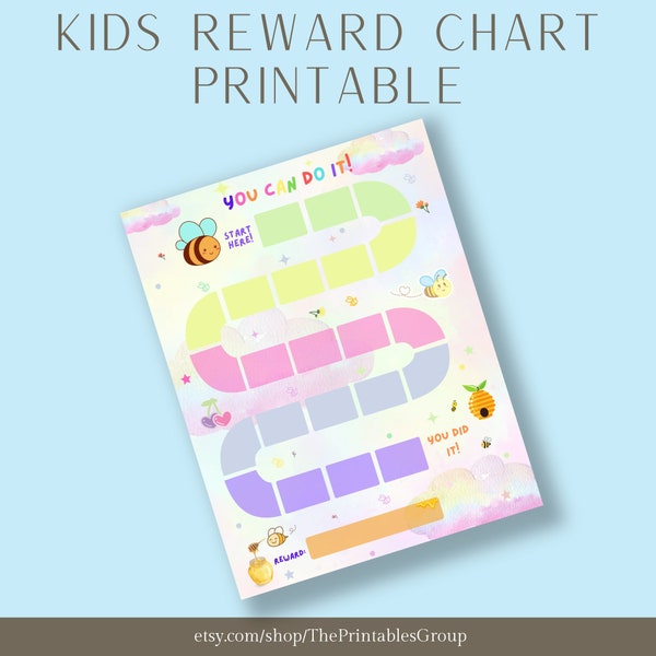 Reward Chart Printable, Motivational Chart for Kids, Kids Incentive System Printable, Colorful Reward Chart for Kids, Goal Tracker Template