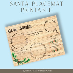 3 manteles individuales imprimibles de Papá Noel, manteles individuales navideños interactivos "Querido Papá Noel", manteles individuales navideños para niños, carta a Papá Noel para la cena imprimible