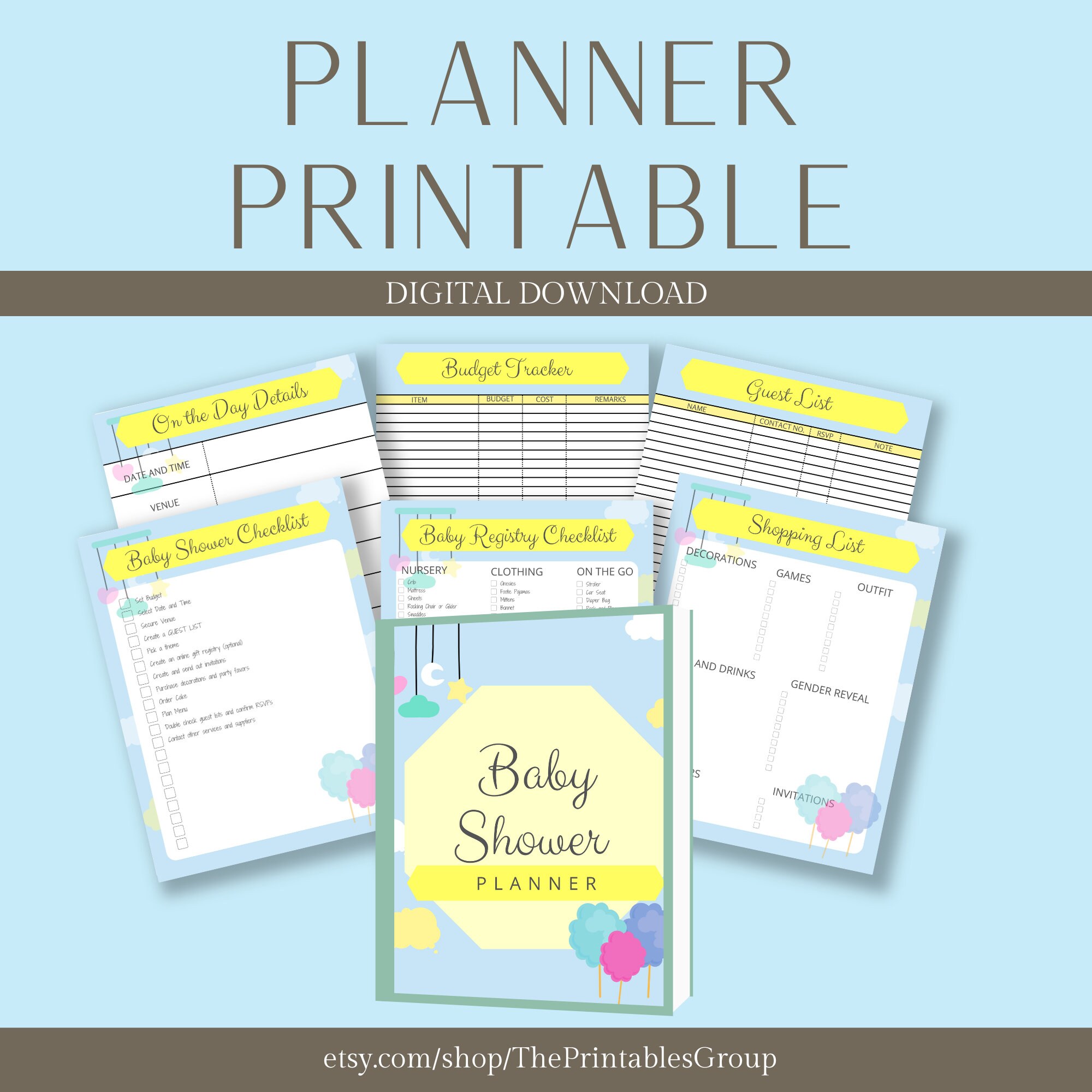 Baby Shower Planner Printable Baby Registry Checklist Baby Etsy