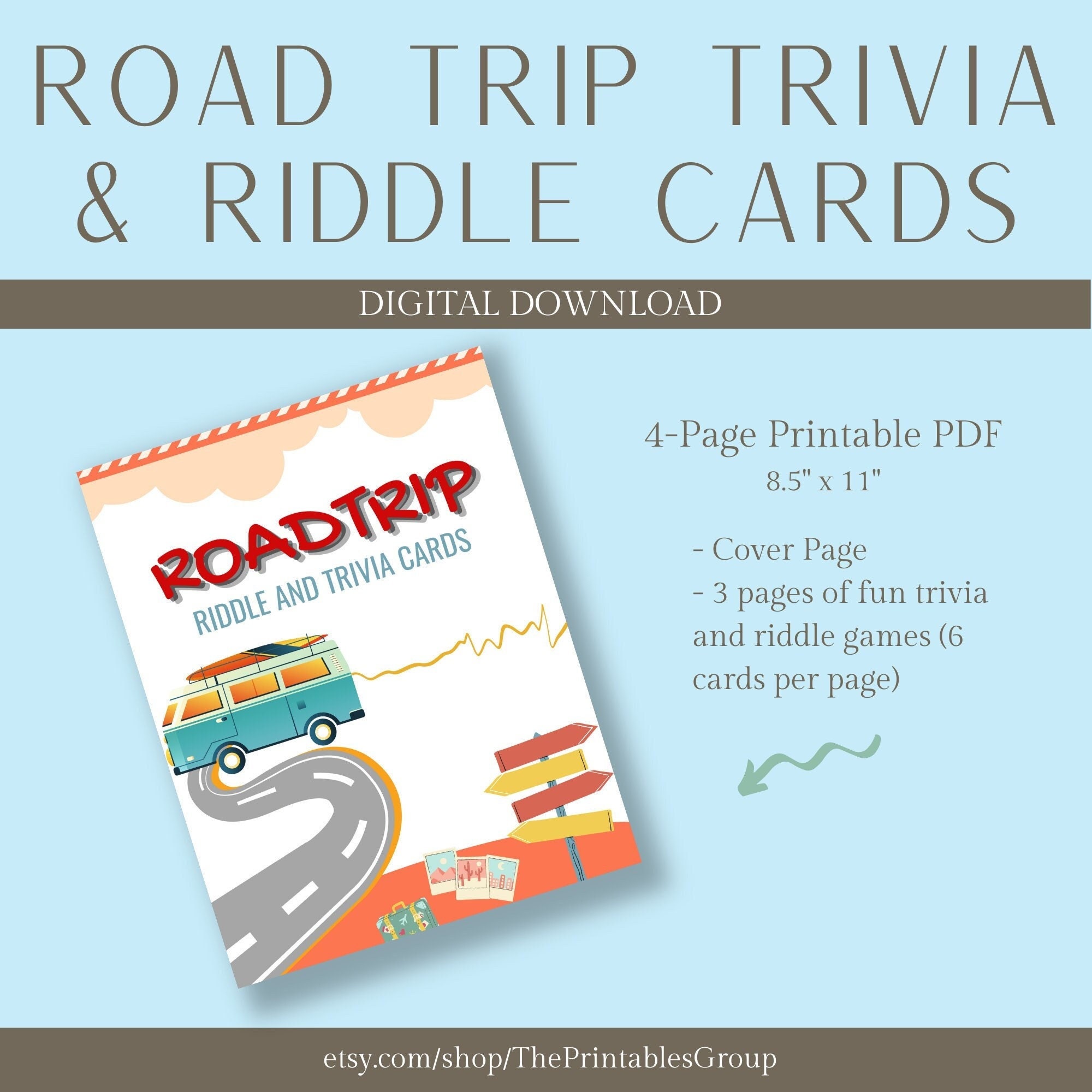 Road Trip Trivia Printable | Riddle Me This Game Road Trip Printable ...