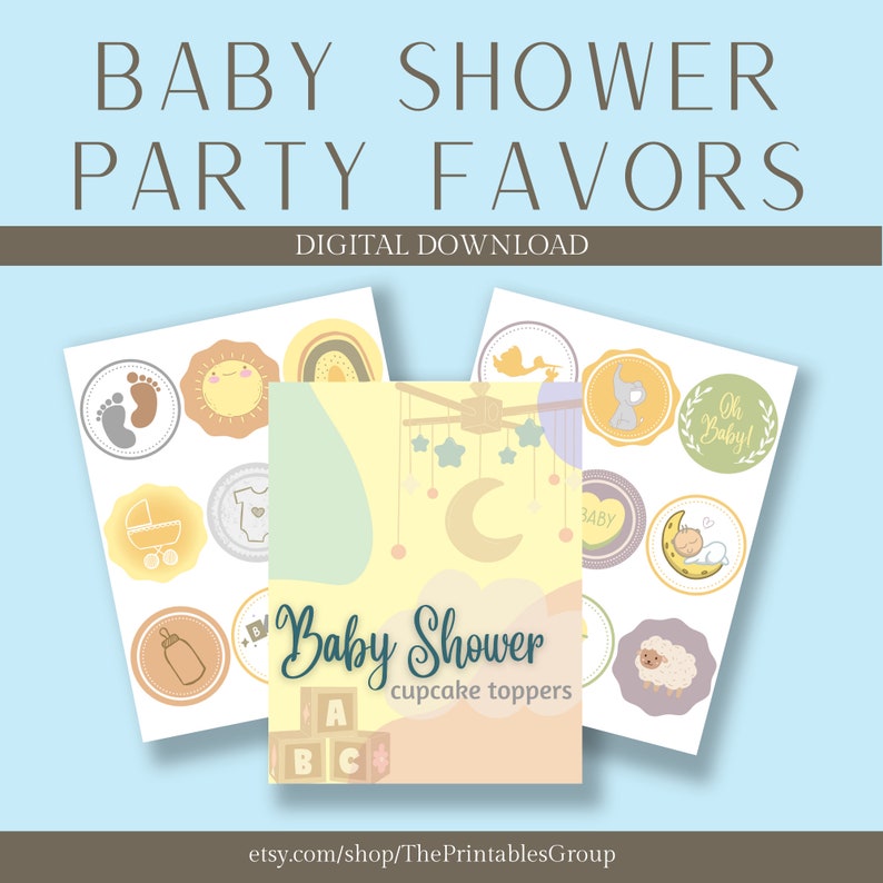 Baby Shower Cupcake Toppers Printable Gender Neutral Baby - Etsy
