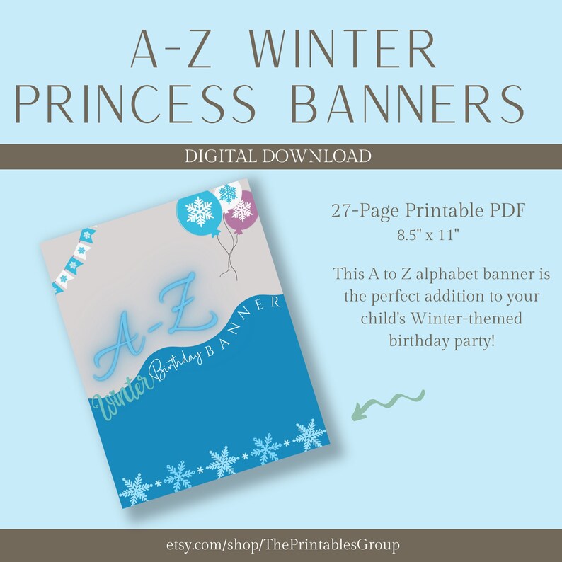 Winter Theme Alphabet Banner Printable, A-Z Full Alphabet Banners ...
