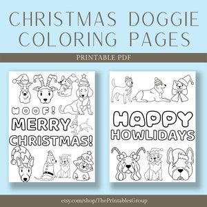 Christmas Cat and Doggies Coloring Pages Printable | Christmas-themed ...