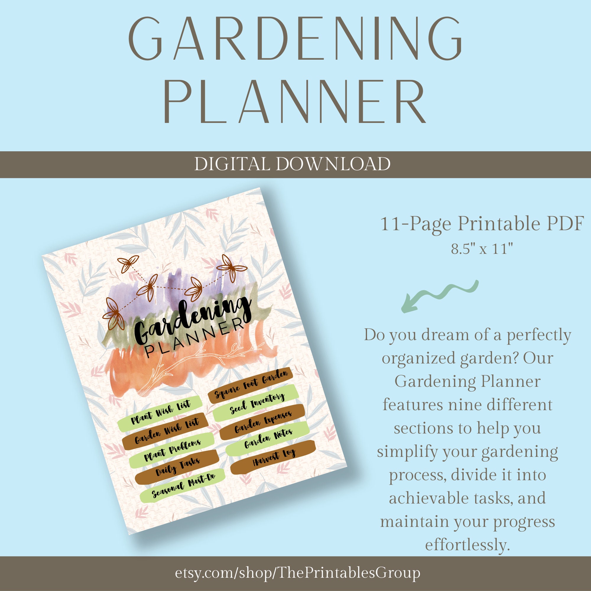 Gardening Planner Printable | Comprehensive Gardening Guide List | Plant and Garden Wish Lists ...