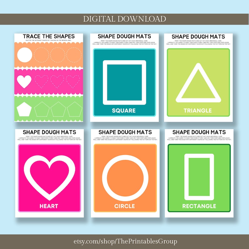Know Your Shapes Activity Pack Printable, Tracing and Matching Games