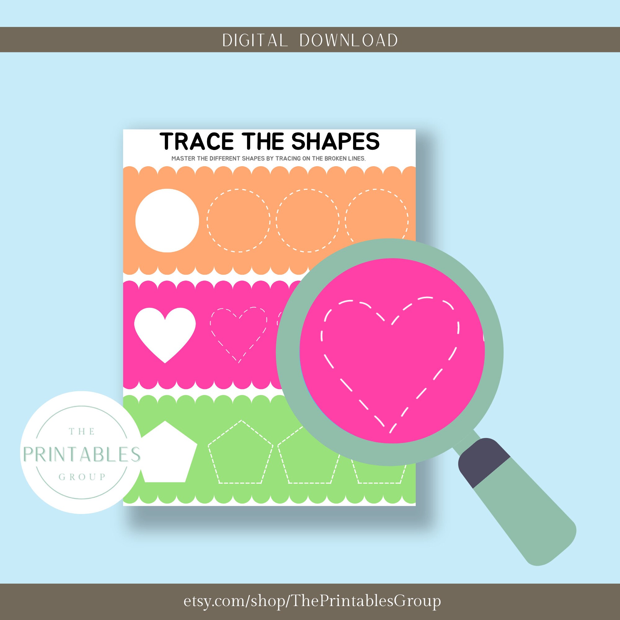 Know Your Shapes Activity Pack Printable, Tracing and Matching Games