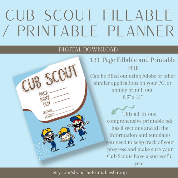Ultimate Cub Scout Fillable Printable Planner Editable Adobe - Etsy