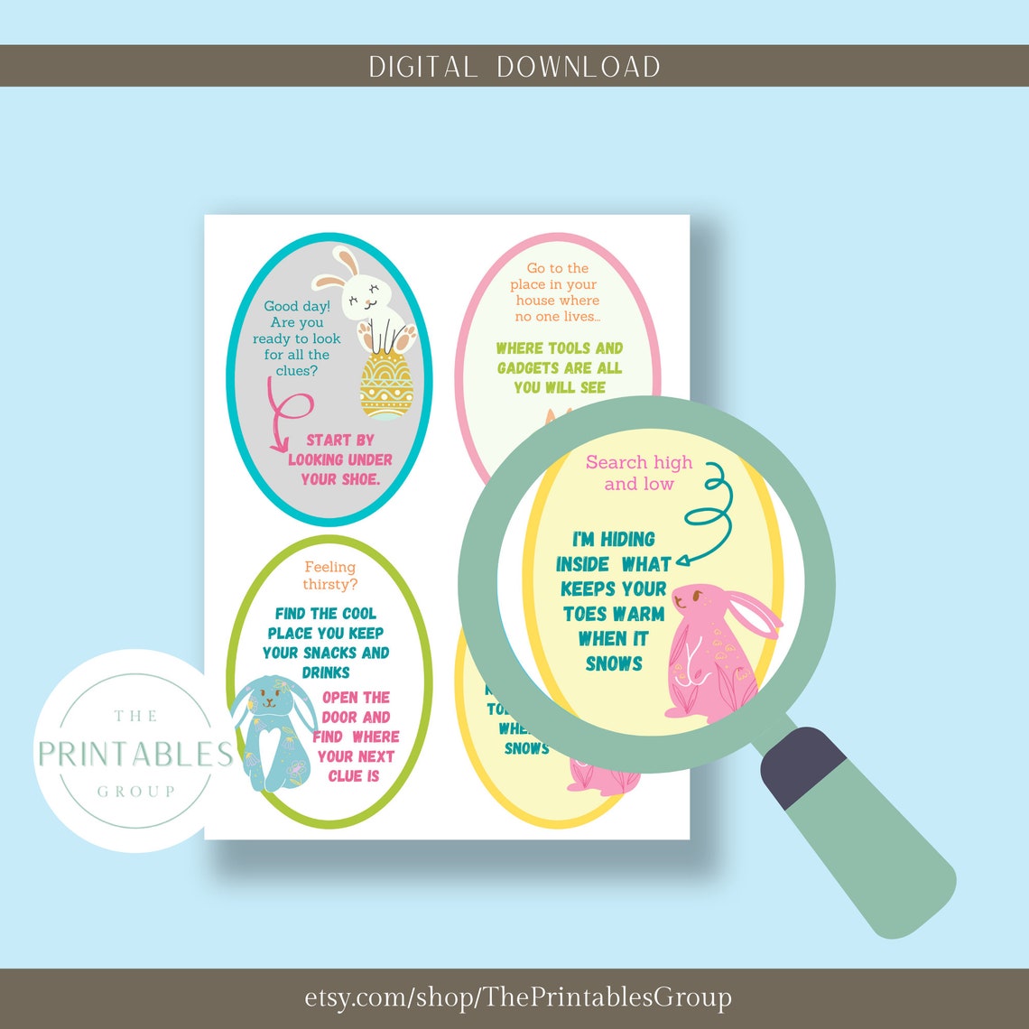 Easter Scavenger Hunt Printable Easter Egg Hunt Clues Easter Treasure ...