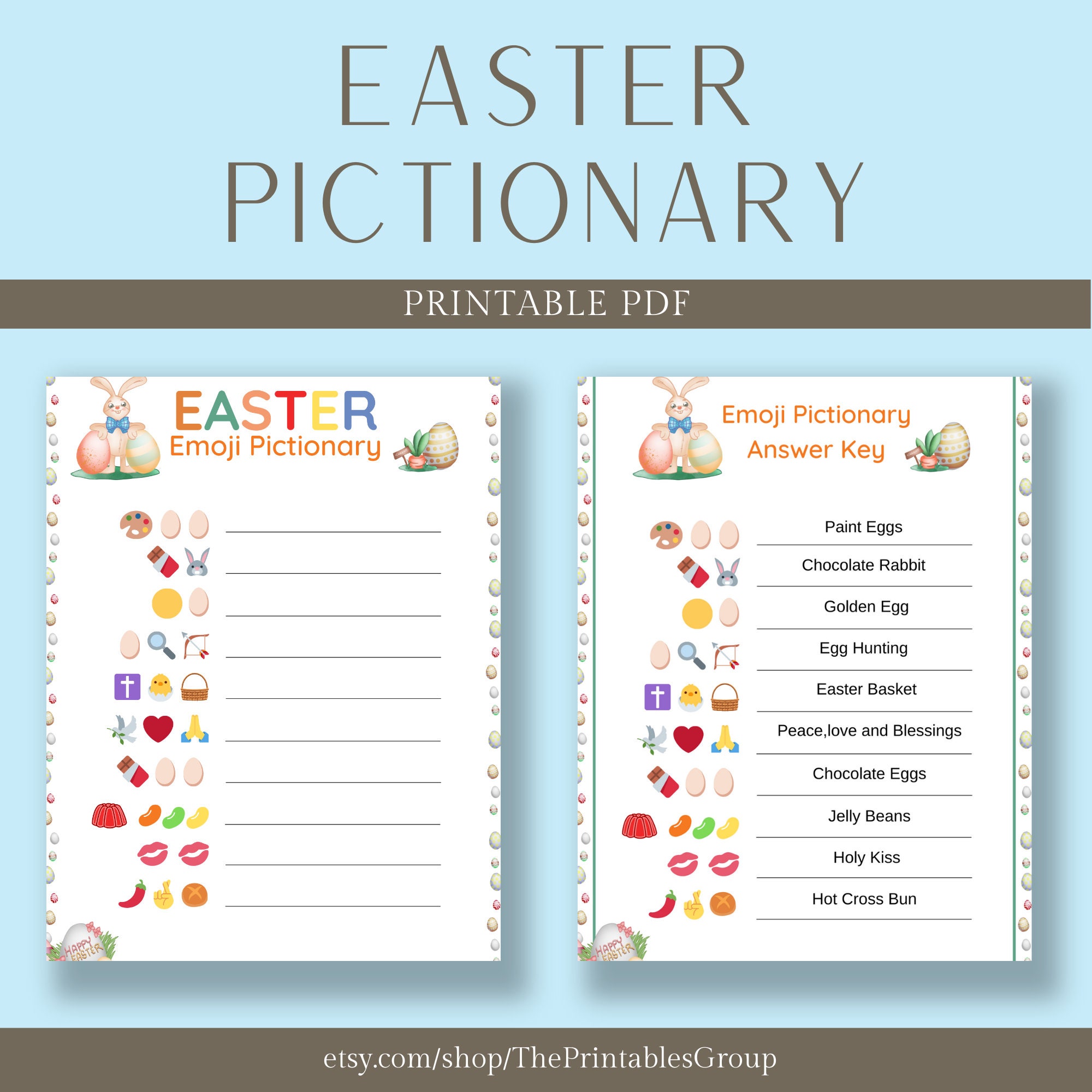 Easter Pictionary Printable Easter Holiday Emoji Pictionary Game Fun Easter Pictionary Printable Easter Holiday Emoji Pictionary Game Fun
