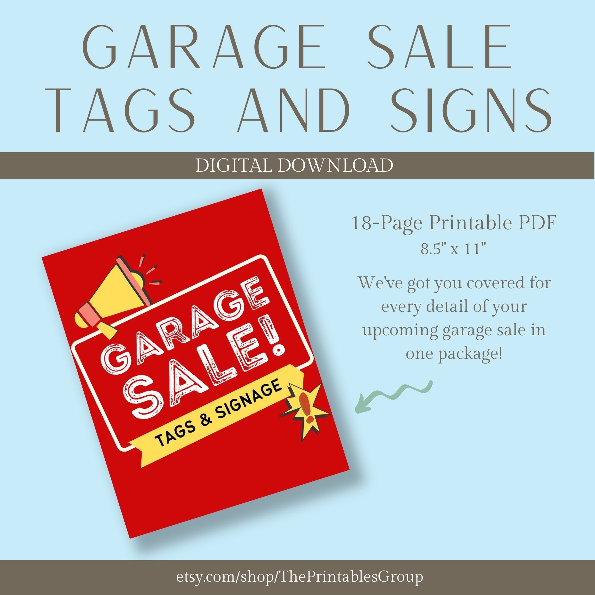 Garage Sale Tags and Signs Bundle | Yard Sale Signages Printable ...