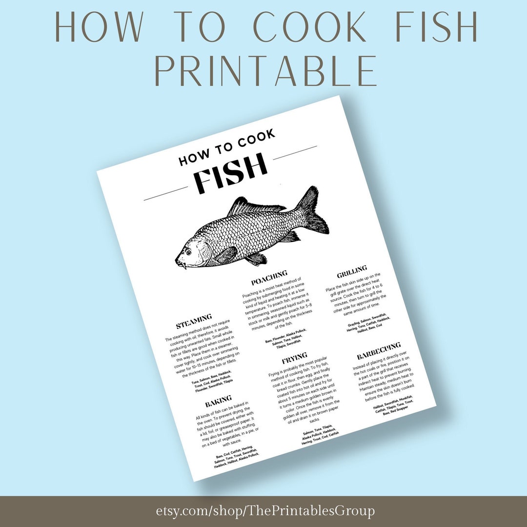 How to Cook Fish Printable, Fish Cooking Guide, Illustrated Fish