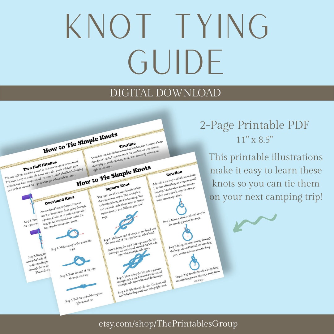 Knot Tying Guide Printable How to Tie Knots Learning Materials