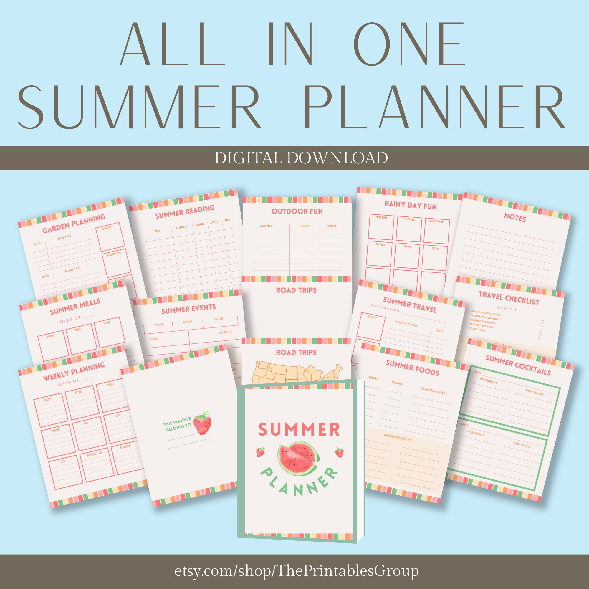 Summer Planner Printable | Vacation Weekly Planning | Summer Food ...