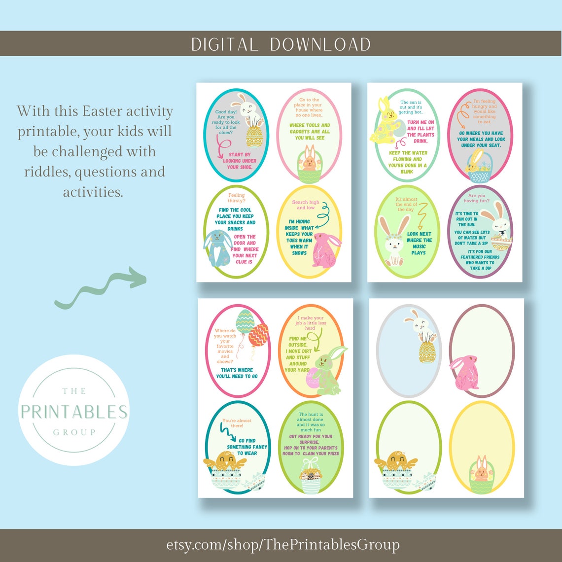 Easter Scavenger Hunt Printable Easter Egg Hunt Clues Easter Treasure ...