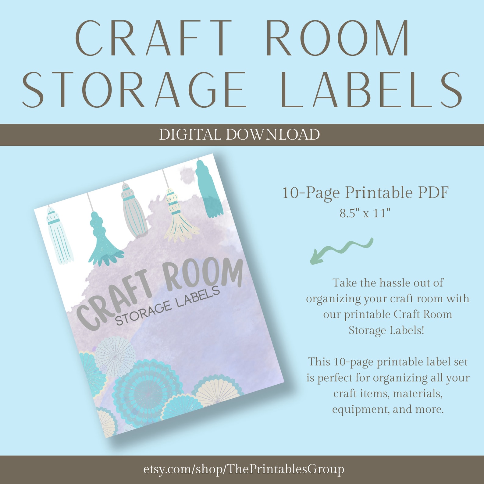 Craft Room Storage Labels Printable, Organization Labels for Craft Supplies Materials Equipment