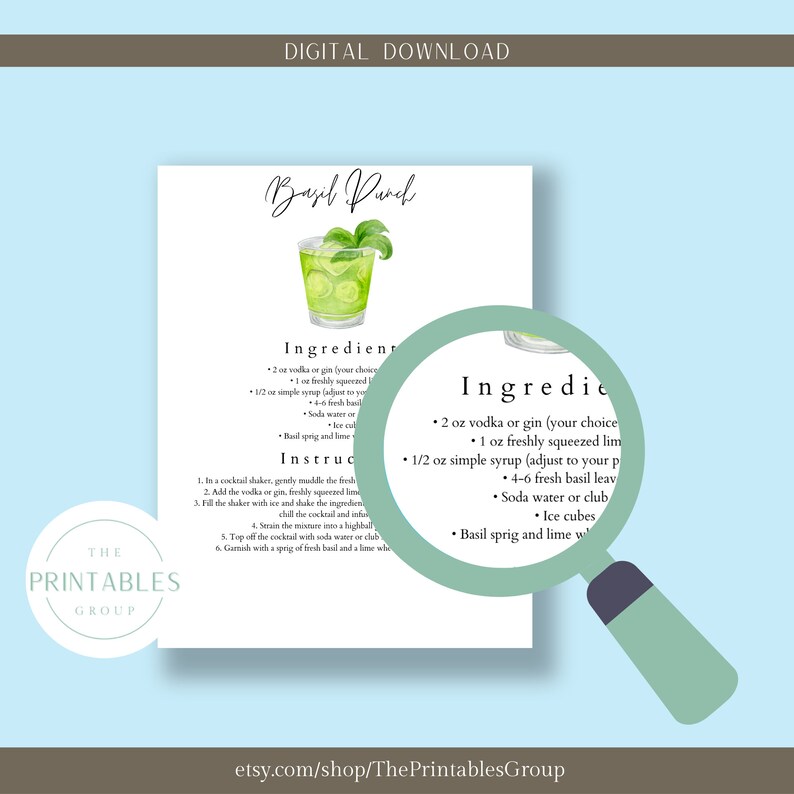 12 Cocktail Recipes Printable | How to Make Cocktails | Cocktail Recipe ...