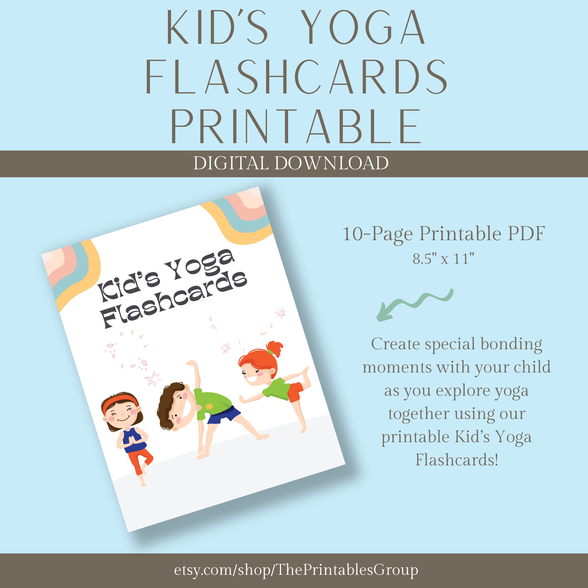 Kids Yoga Flashcards Printable, Yoga Learning Cards for Kids, Children ...