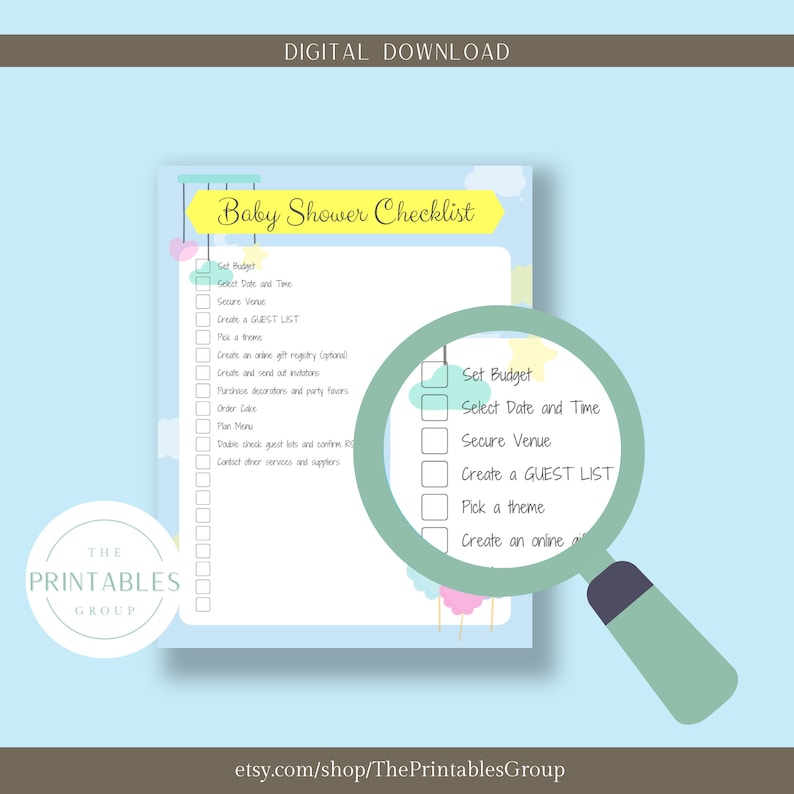 Baby Shower Planner Printable Baby Registry Checklist Baby Etsy