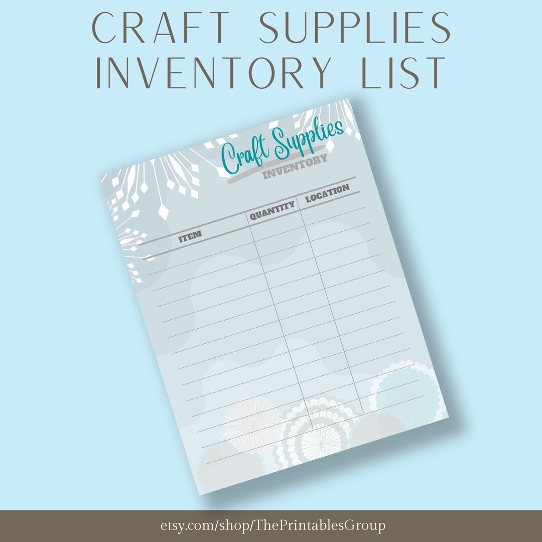 Craft Supplies Inventory List Printable, Craft Business Inventory Sheet ...