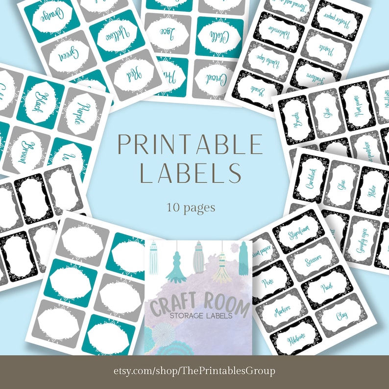 Craft Room Storage Labels Printable, Organization Labels for Craft Supplies Materials Equipment