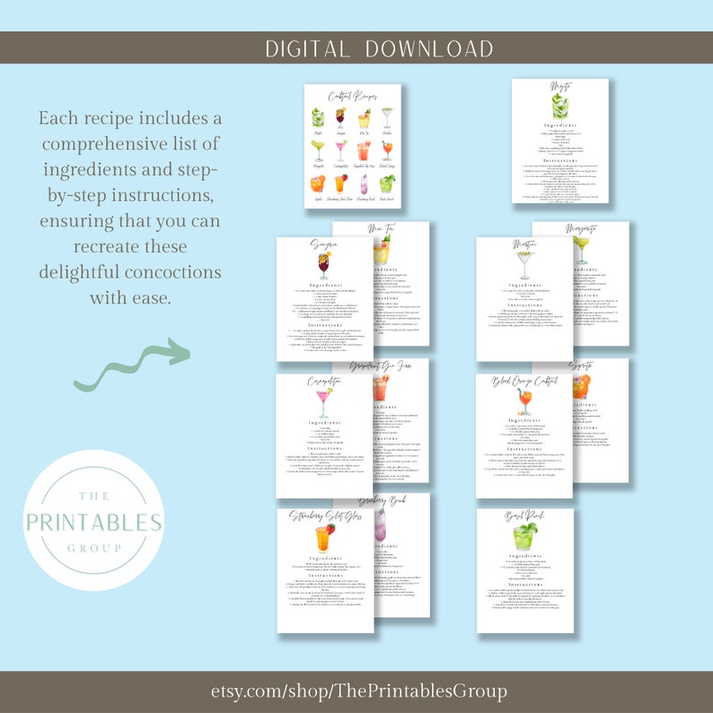12 Cocktail Recipes Printable How to Make Cocktails Cocktail Recipe 12 Cocktail Recipes Printable How to Make Cocktails Cocktail Recipe