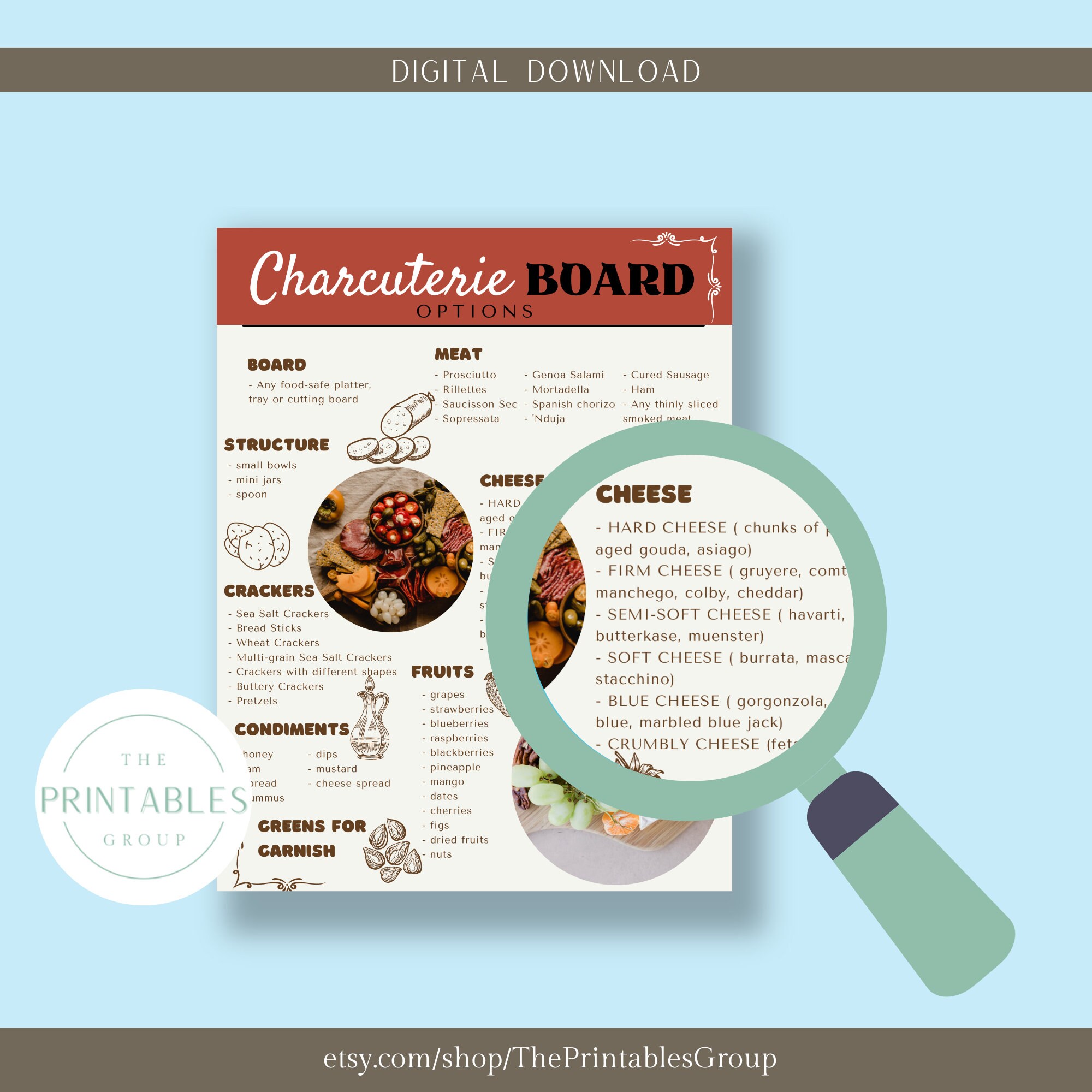 Charcuterie Board Guide Printable, How to Make Your Own Charcuterie