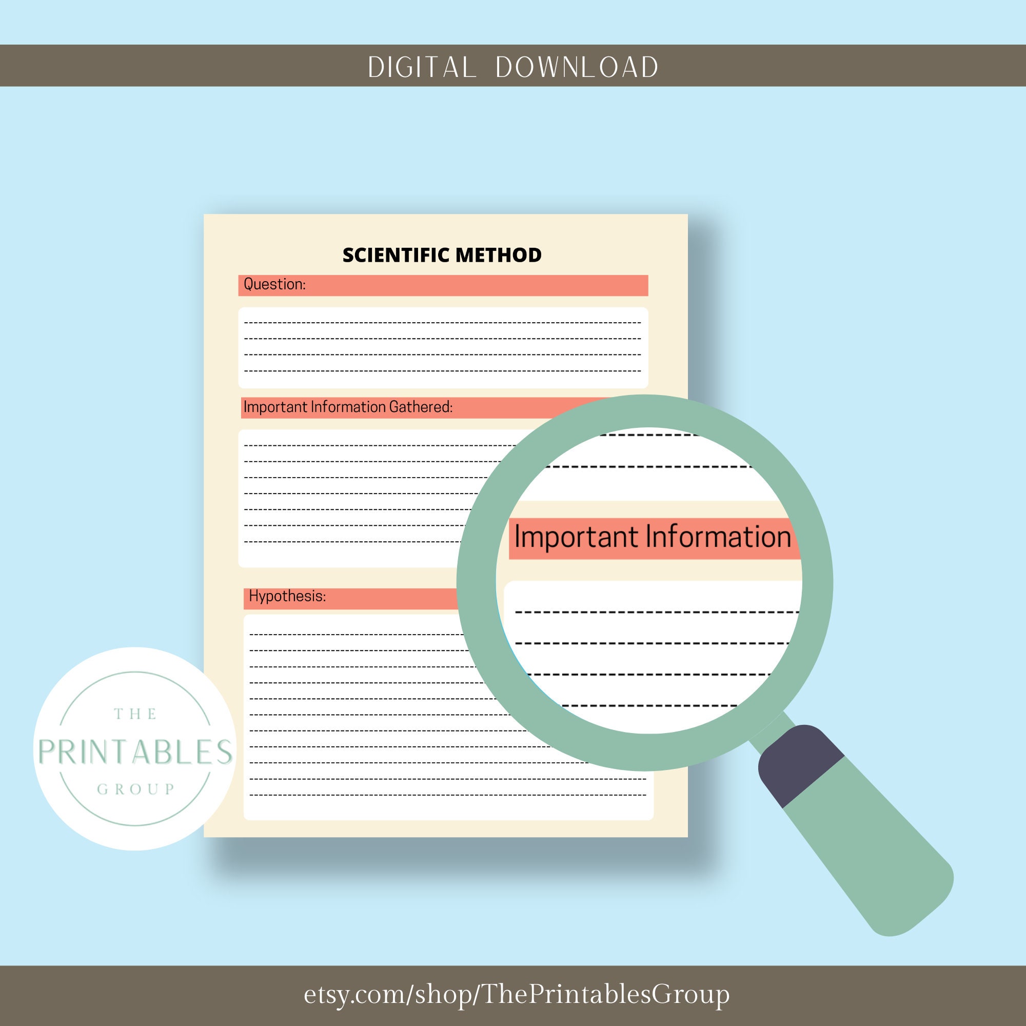 Scientific Method Worksheets Printable, Scientific Method Unit Study, Experiment Logbook ...