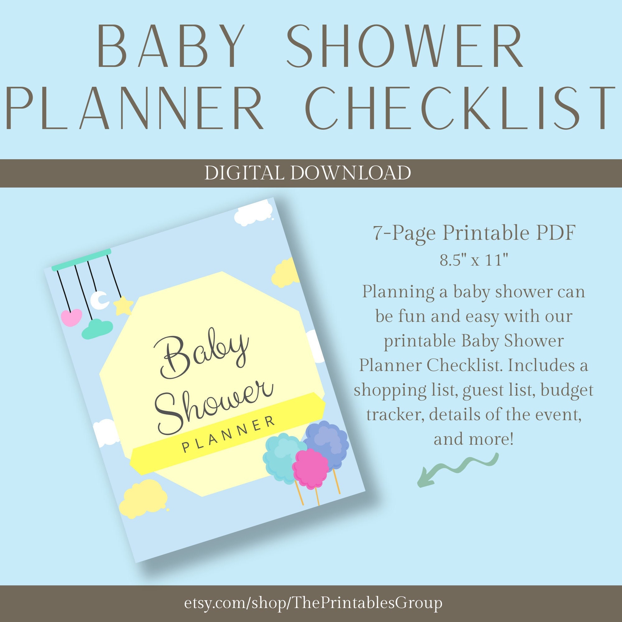 Baby Shower Planner Printable Baby Registry Checklist Baby Etsy